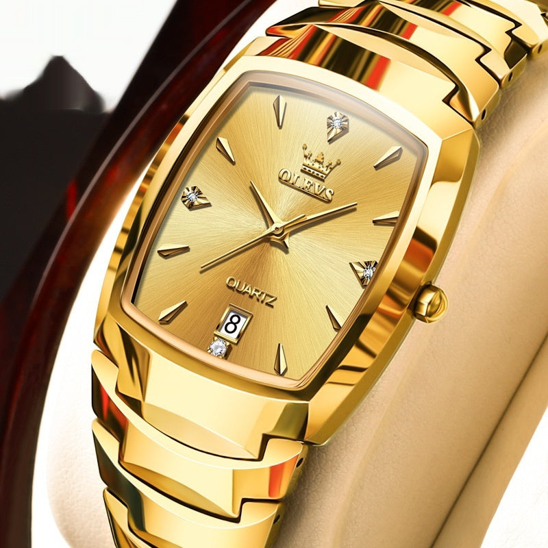 Gold Quartz Tungsten Steel Genuine Men's Watch