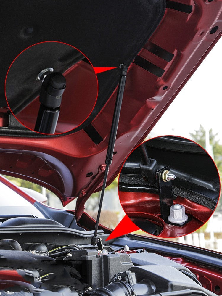 Cover hydraulic rod engine cover support rod modification