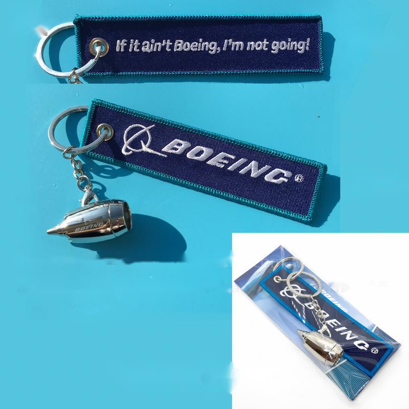 Boeing Embroidered Keychain Engine Engine