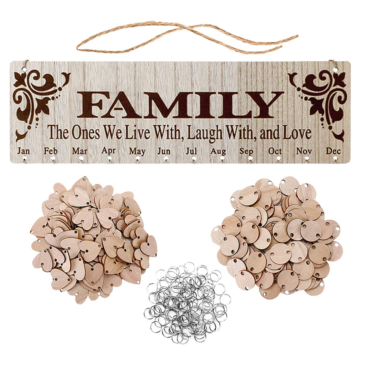 Wooden calendar listing birthday party party home decoration