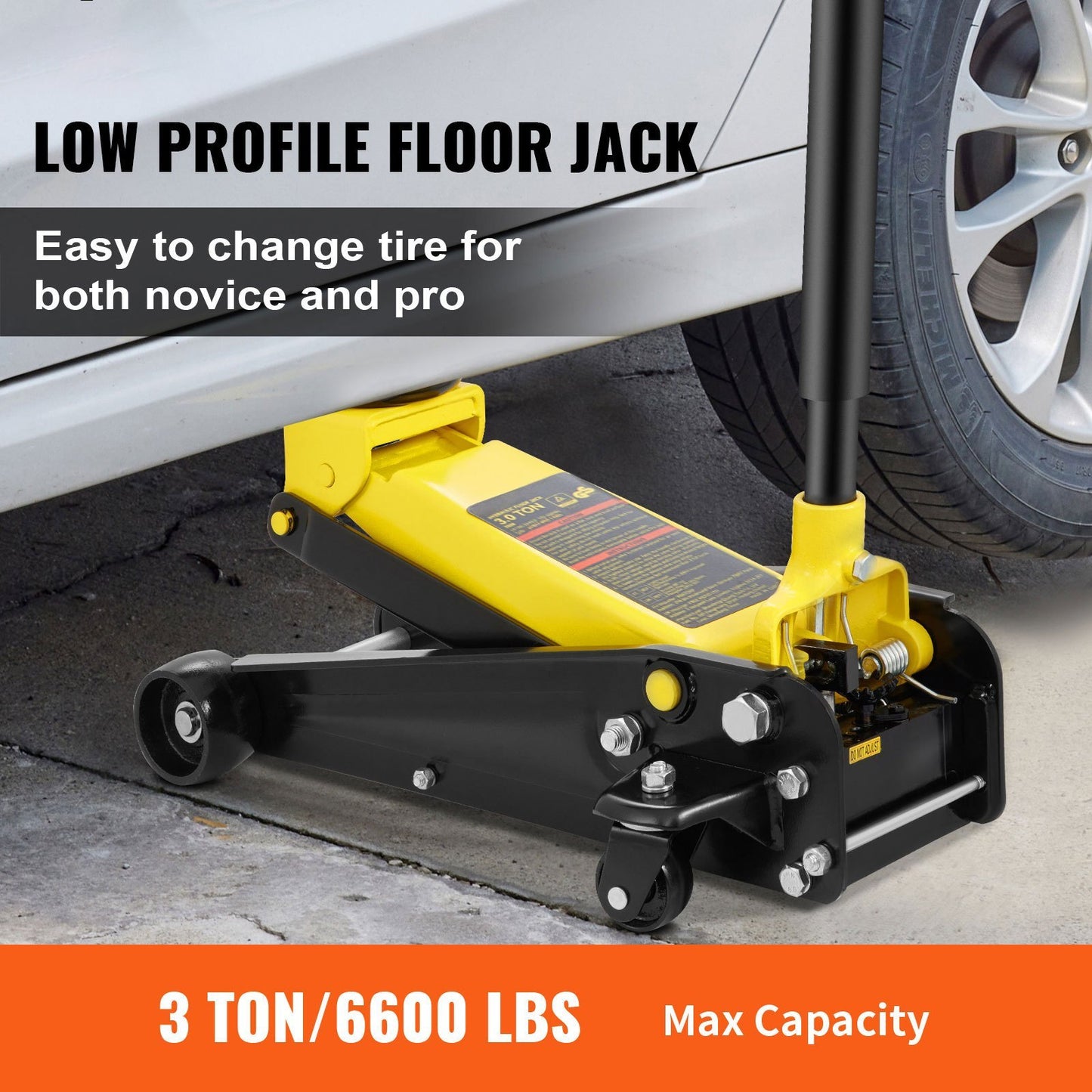 Low Profile Floor Jack 3 Ton Heavy Steel Single Piston Hydraulic