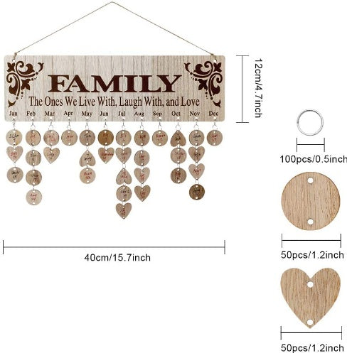 Wooden calendar listing birthday party party home decoration