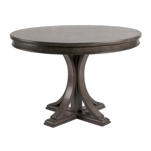 44  Round Dining Table, Solid Wood Finish Classic Design For Dining Room, Grey
