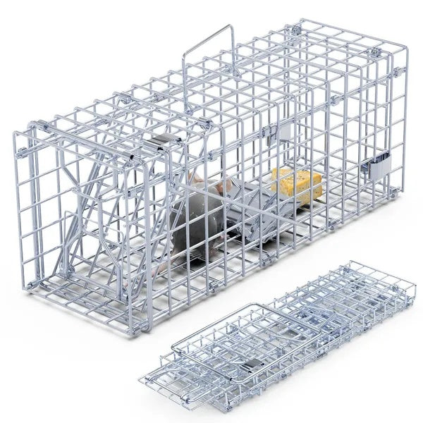 2Pcs Foldable Rat Trap Cage Humane Live Rodent Trap Cage Galvanized