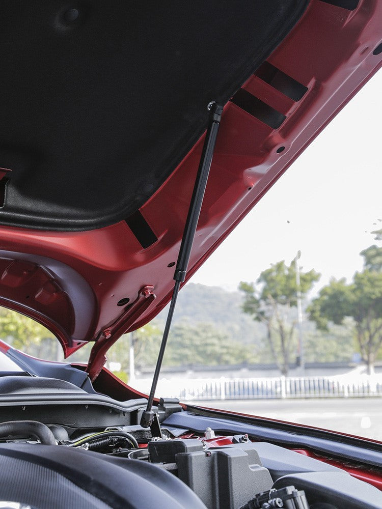 Cover hydraulic rod engine cover support rod modification