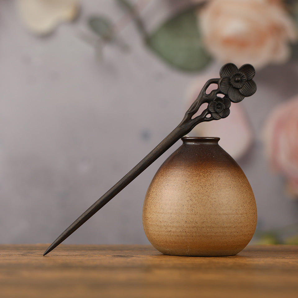 Vintage Carved Hair Clasp Archaistic Headdress Updo