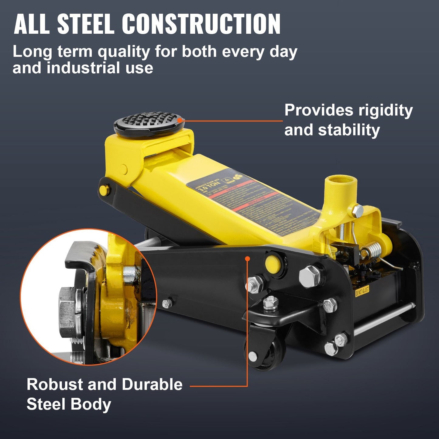 Low Profile Floor Jack 3 Ton Heavy Steel Single Piston Hydraulic