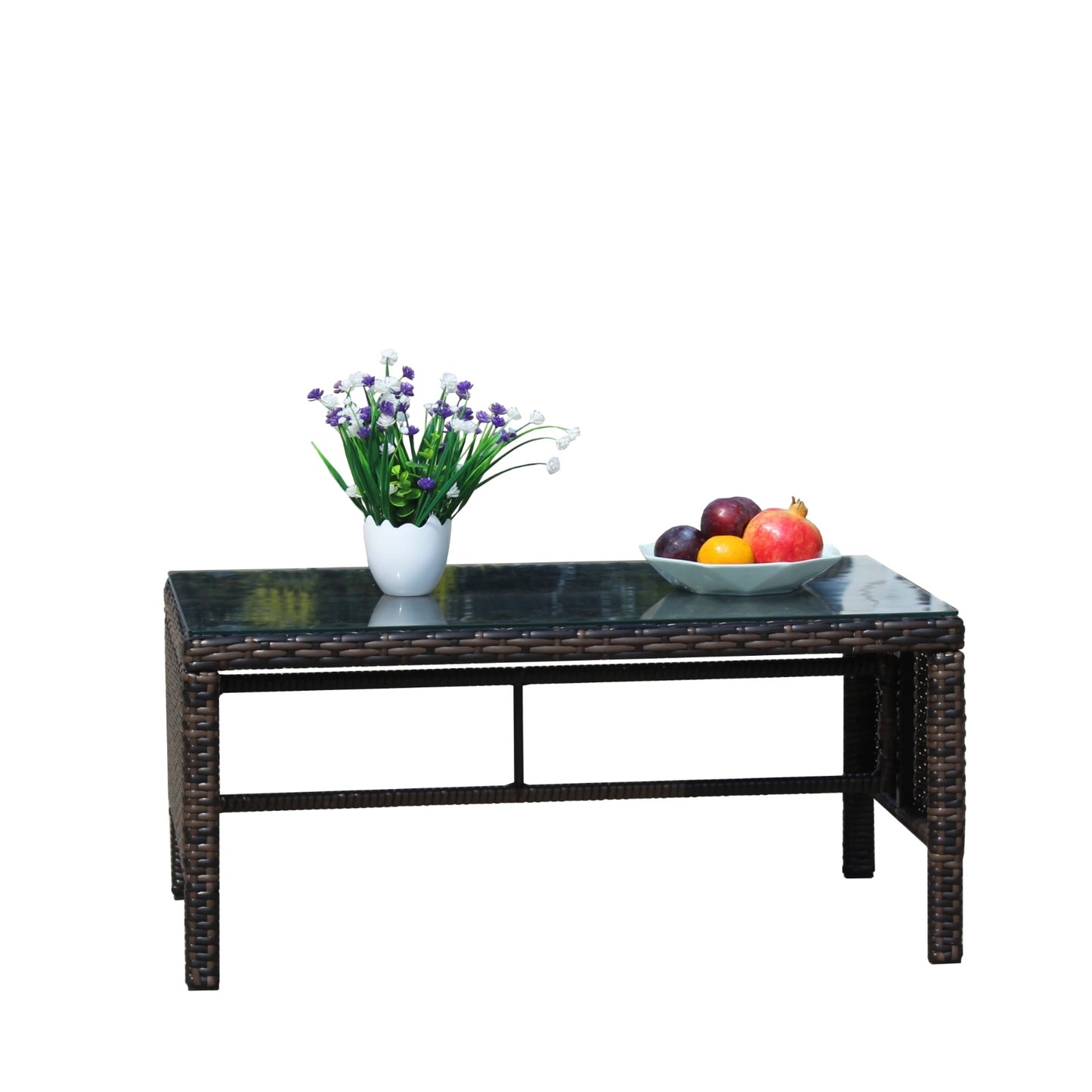 Outdoor Patio Furniture 1 Coffee Table With Clear Tempered Glass