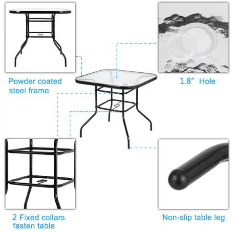 Square Outdoor Dining Table 80x80x70cm