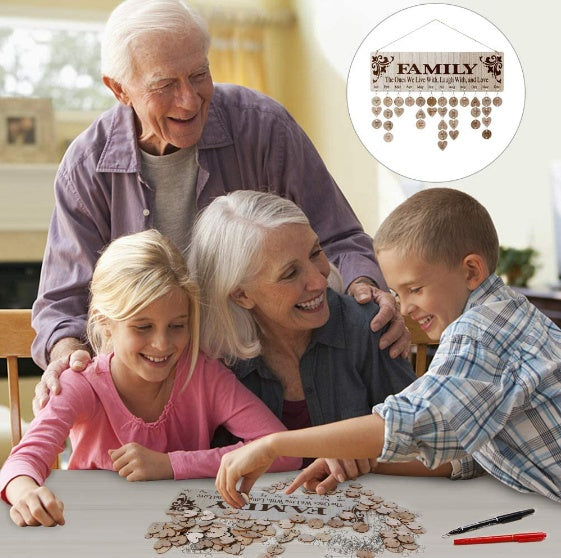 Wooden calendar listing birthday party party home decoration