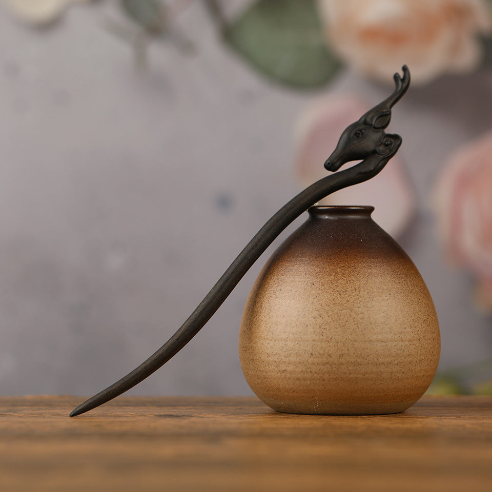 Vintage Carved Hair Clasp Archaistic Headdress Updo