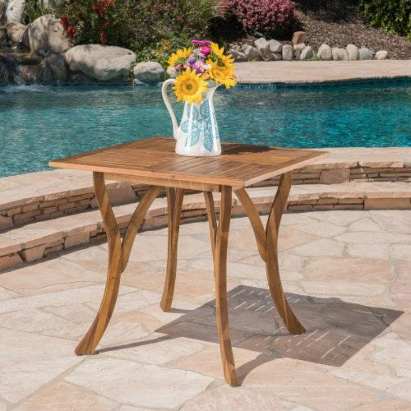 Outdoor Acacia Square Dining Table, Natural Brown