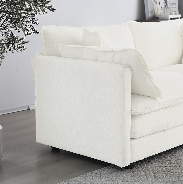 Modern Fabric Double Sofa With 4 Pillows