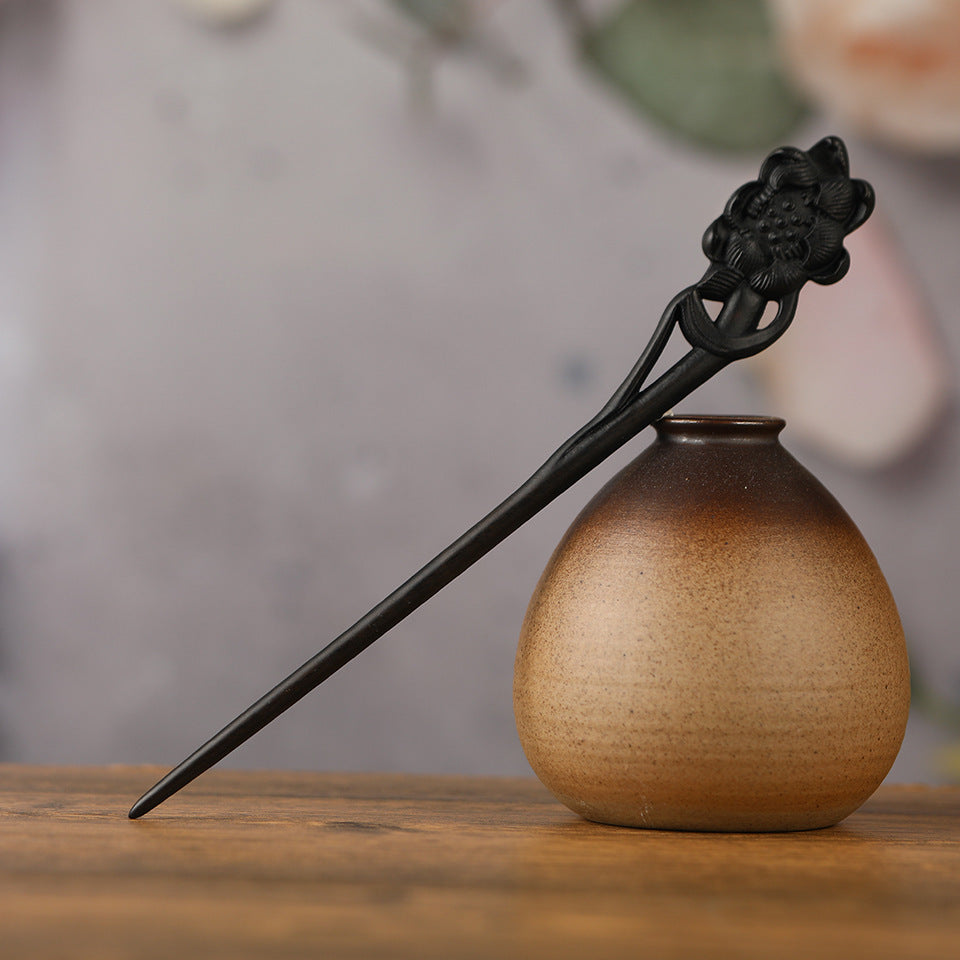 Vintage Carved Hair Clasp Archaistic Headdress Updo