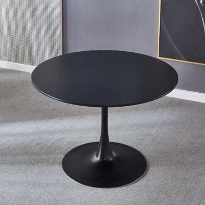 42.1 Black Tulip Table Mid-century Dining Table For 4-6 People With Round Mdf Table Top, Pedestal Dining Table, End Table Leisure Coffee Table