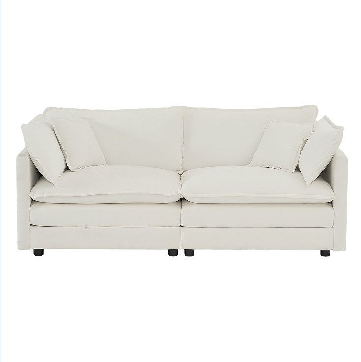 Modern Fabric Double Sofa With 4 Pillows