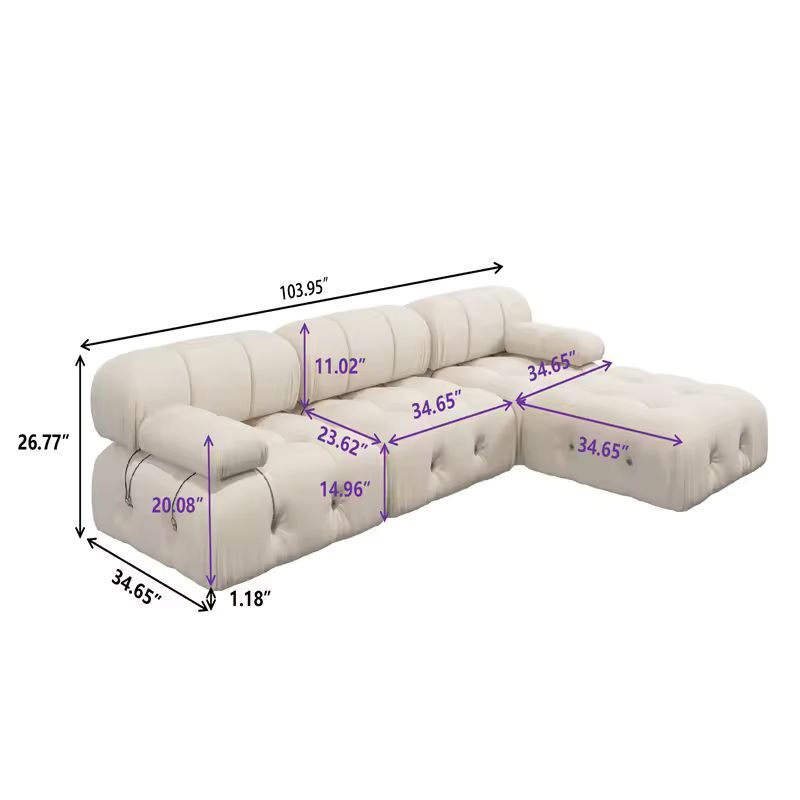 Nordic Modern Apartment Furniture Fabric Buckle Design Sofa Living Room Couch Light Luxury Sponge Sofa For Lock Design