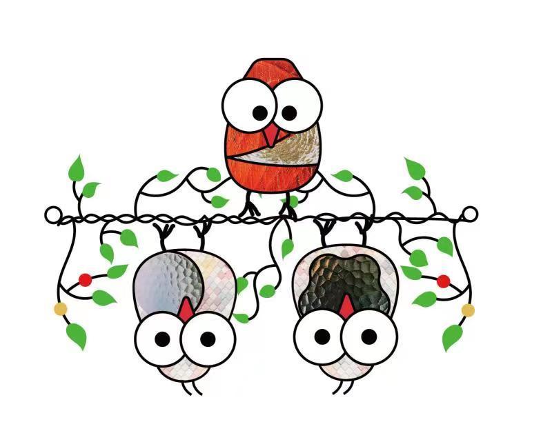 Three Birds Stained Glass Window Hanger