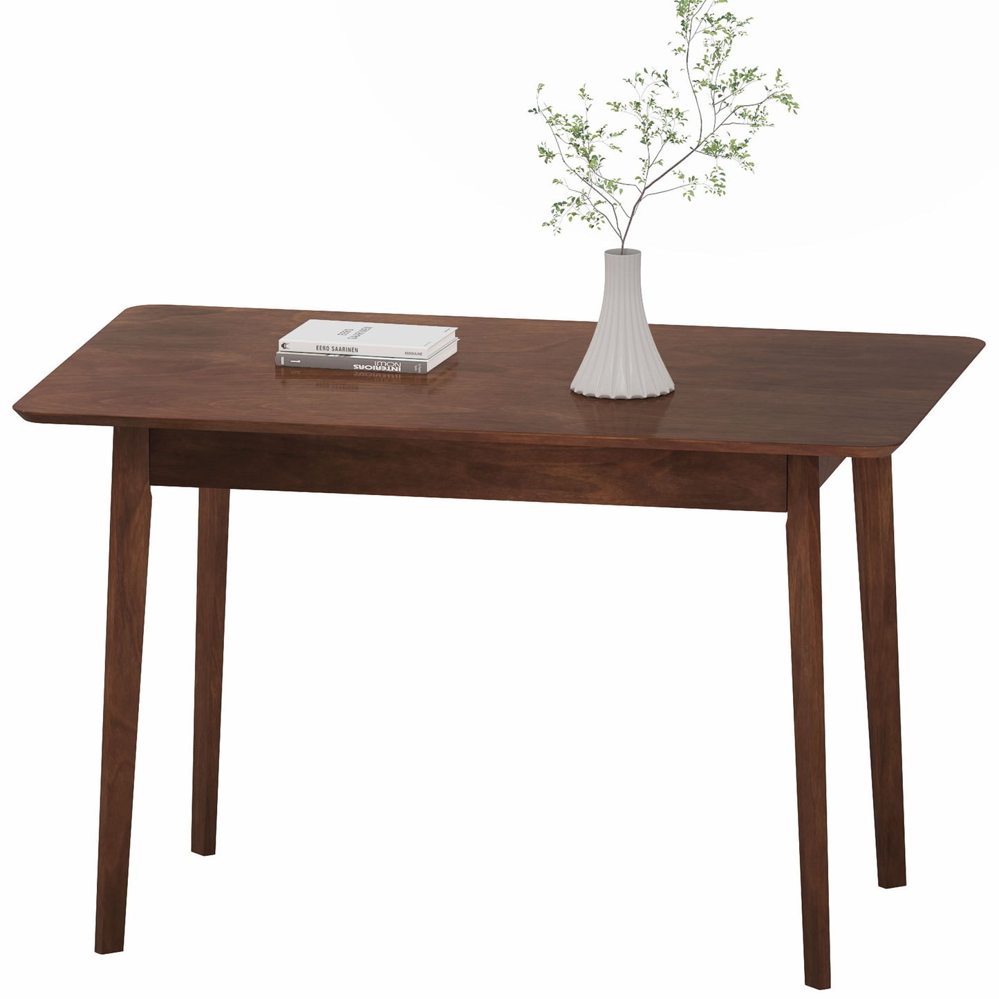 47.2 Rectangle Dining Table For 4, MidCentury Modern Kitchen Table With Rubber Wood Legs For Dining Room, Walnut