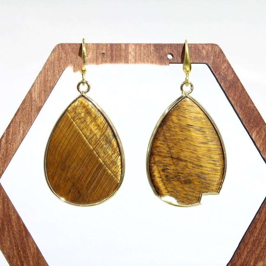 Fashion Bohemian Women's Earrings Natural Stone Amethyst Lapis Lazuli