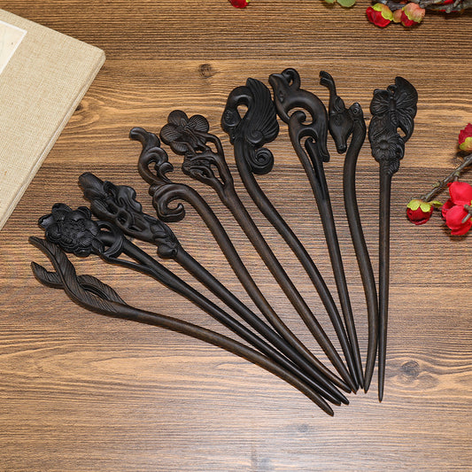 Vintage Carved Hair Clasp Archaistic Headdress Updo