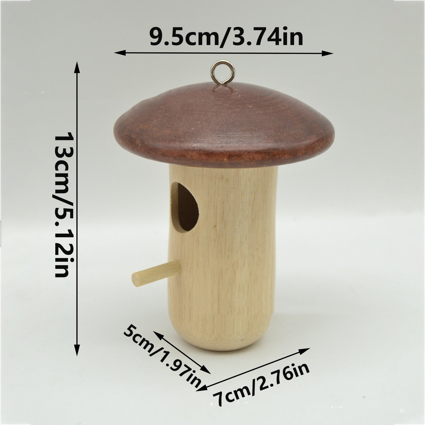 Wooden Bee Mushroom Shape Hummingbird Feeder Pendant
