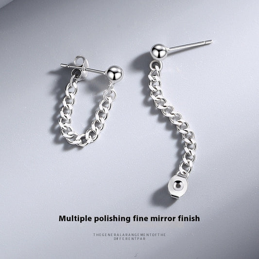 S925 Silver Back-mounted Simple Chain Stud Earrings