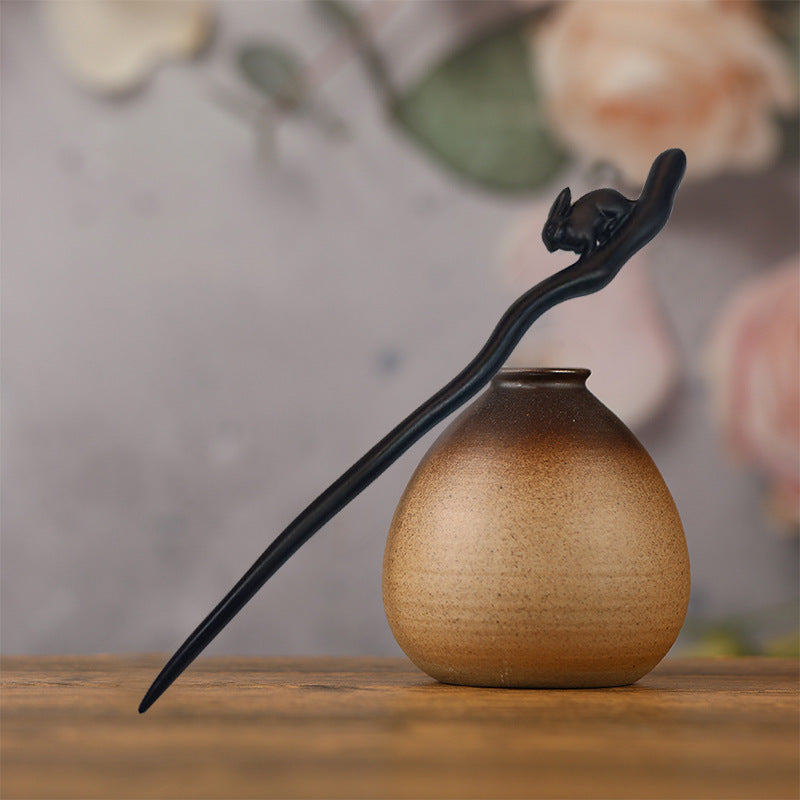 Vintage Carved Hair Clasp Archaistic Headdress Updo