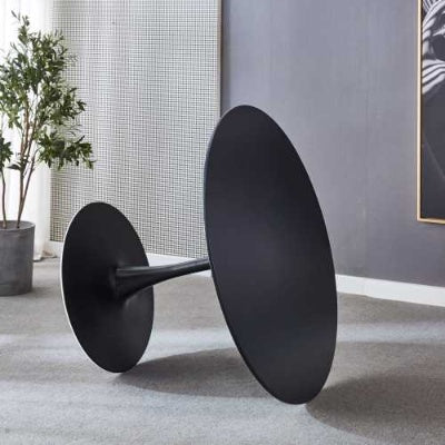 42.1 Black Tulip Table Mid-century Dining Table For 4-6 People With Round Mdf Table Top, Pedestal Dining Table, End Table Leisure Coffee Table