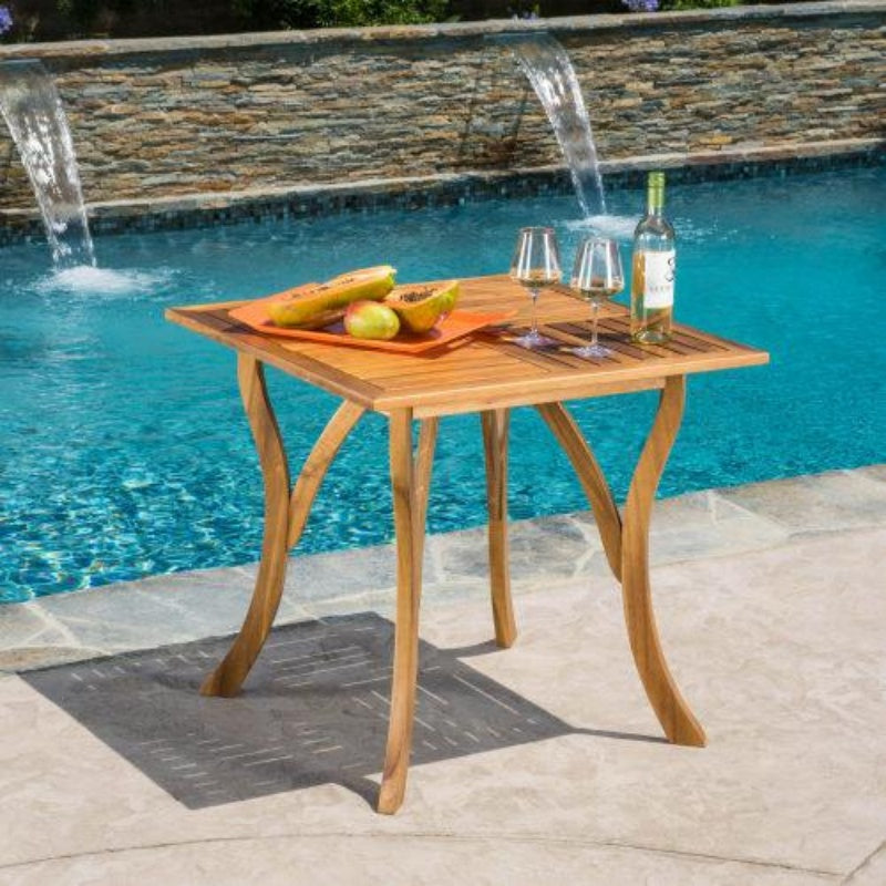 Outdoor Acacia Square Dining Table, Natural Brown