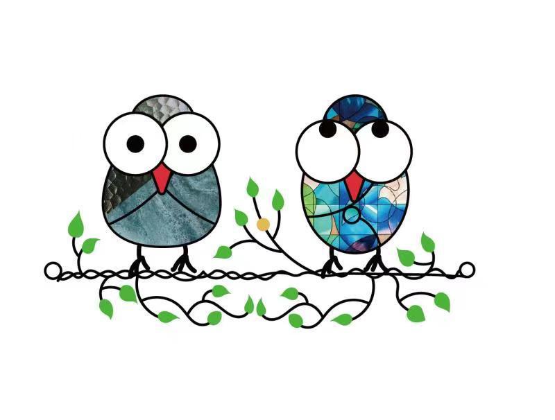 Three Birds Stained Glass Window Hanger