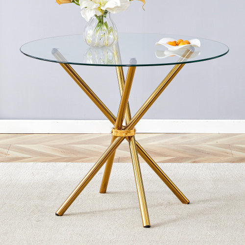 Circular Transparent Glass Dining Table
