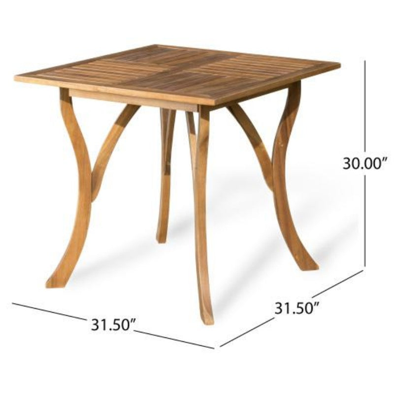Outdoor Acacia Square Dining Table, Natural Brown