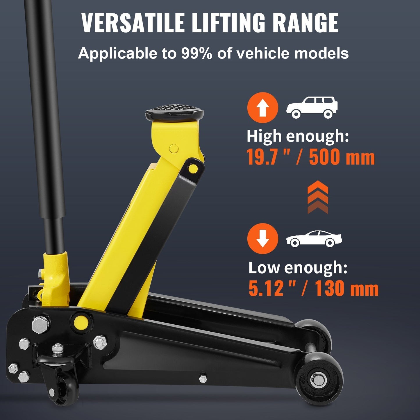 Low Profile Floor Jack 3 Ton Heavy Steel Single Piston Hydraulic